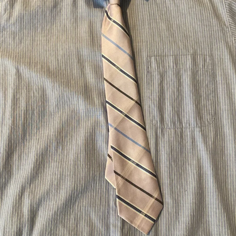 Pink/Purple With White and Blue Stripes Clip-On Tie